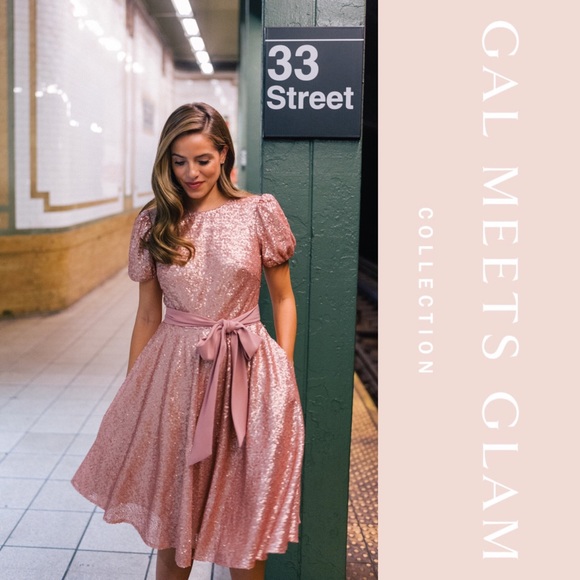 Gal Meets Glam Beatrix Sequin Fit & Flare Dress - Picture 3 of 4